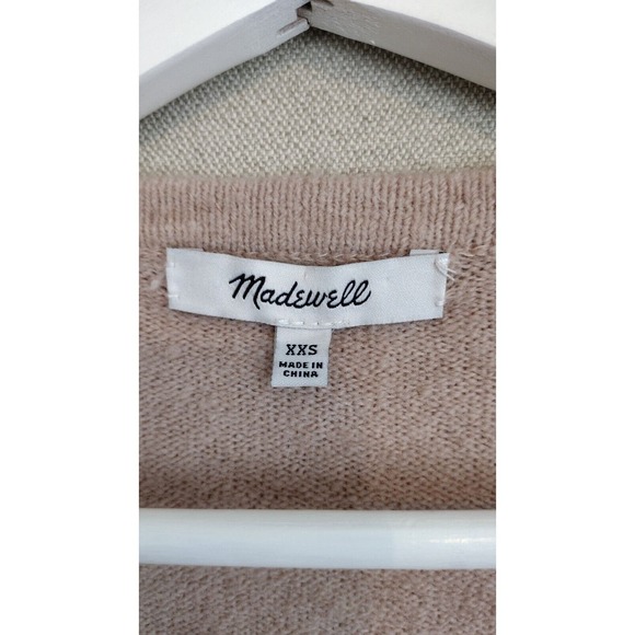 Madewell Cardigan Women XXS Beige Gray Kent Open Colorblock Wool Alpaca Pockets - Picture 3 of 5